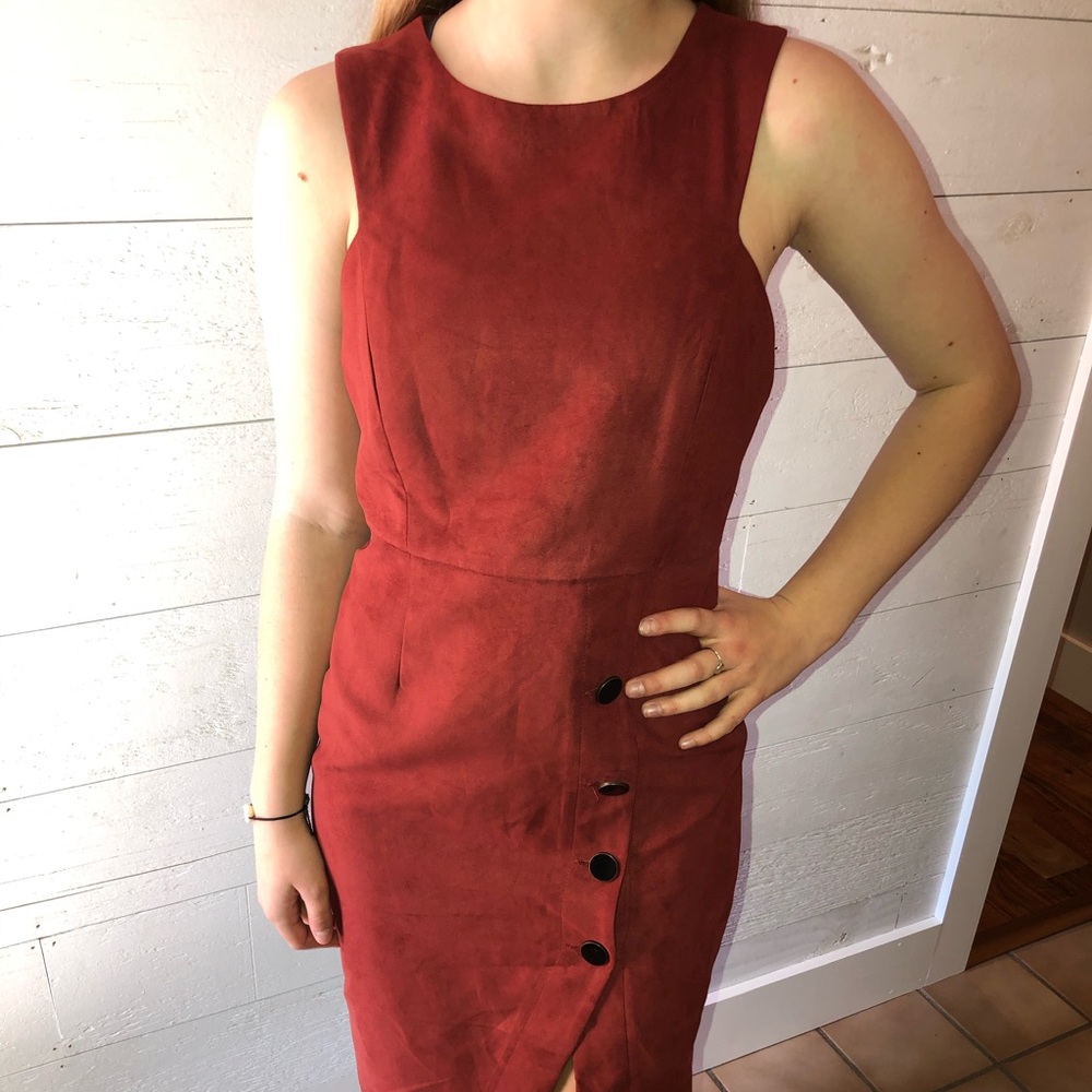 Rust colored suede like dress.
